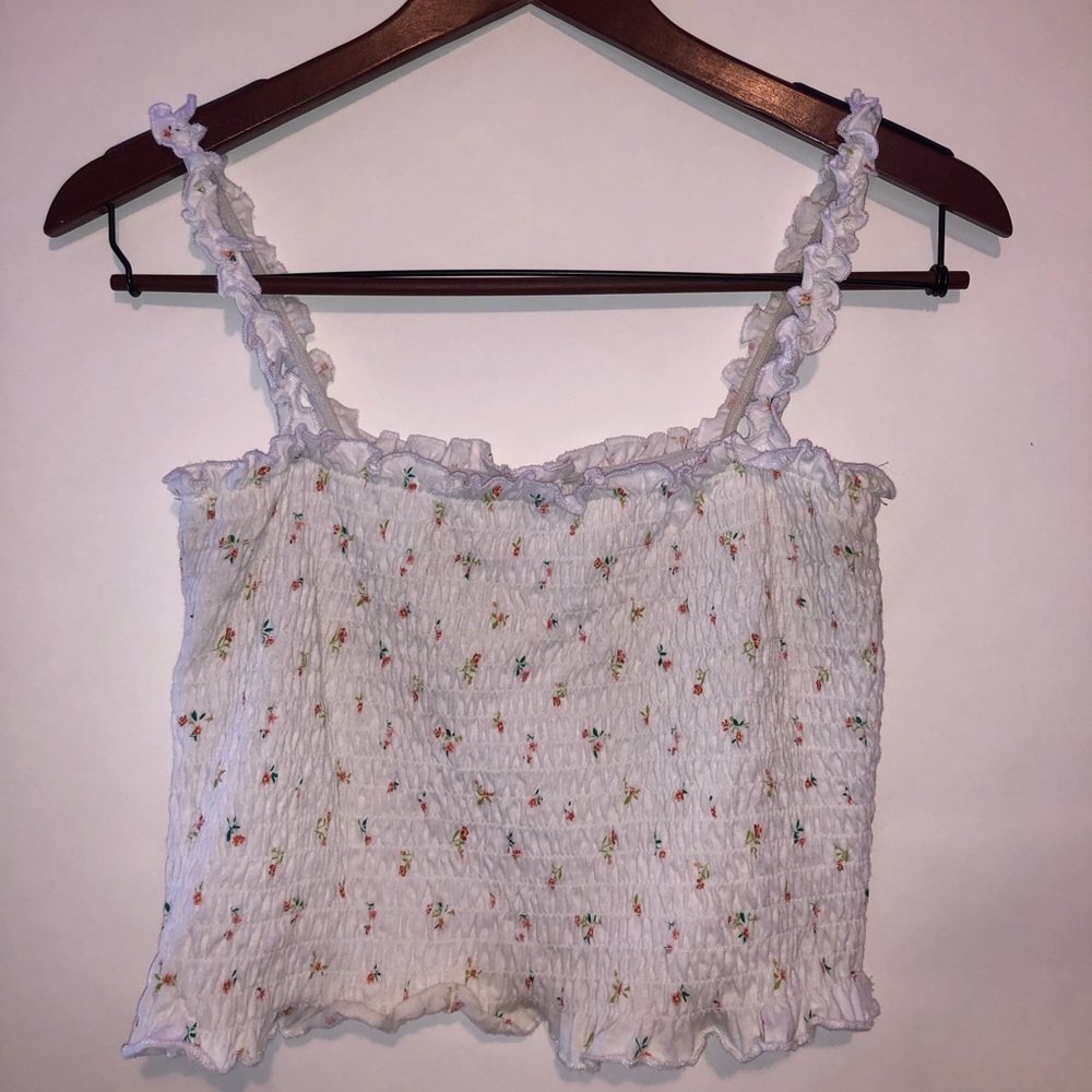 White Floral Tank Top